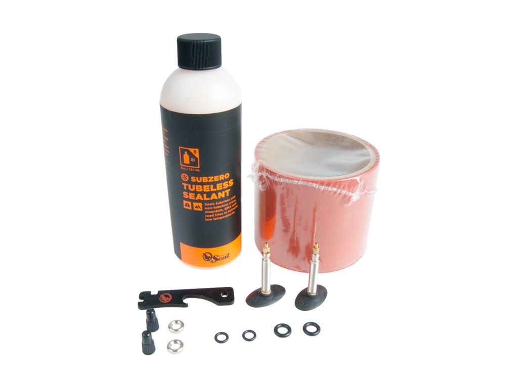 Seal - Tubless Kit 75 mm fælgtape 237 ml Subzero væske | Rim tape Orange Seal Tubless Kit - 75 mm fælgtape - 237 ml. Subzero væske | Rim tape