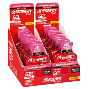 Enervit Sport Gel Hindbær Med Koffein 25 ML Kasse med 24 stk.