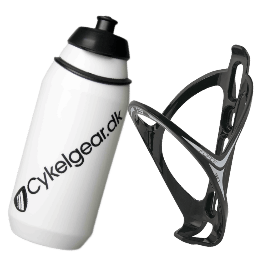 Tacx Cykelgear.dk flaske 500 ml + Force Get Flaskeholder